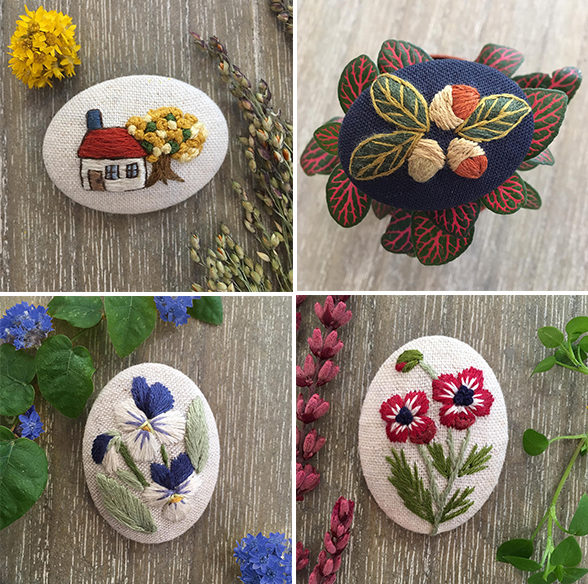 Broches brodées